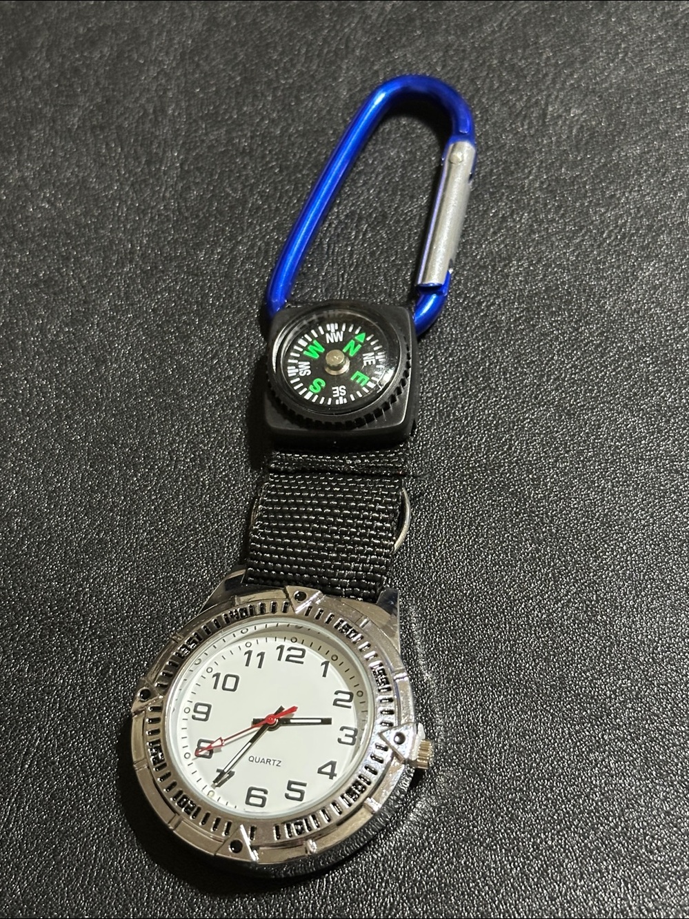 Dreams Unlimited Travel 40mm Silver Tone Clip On Pocket Watch With Compass